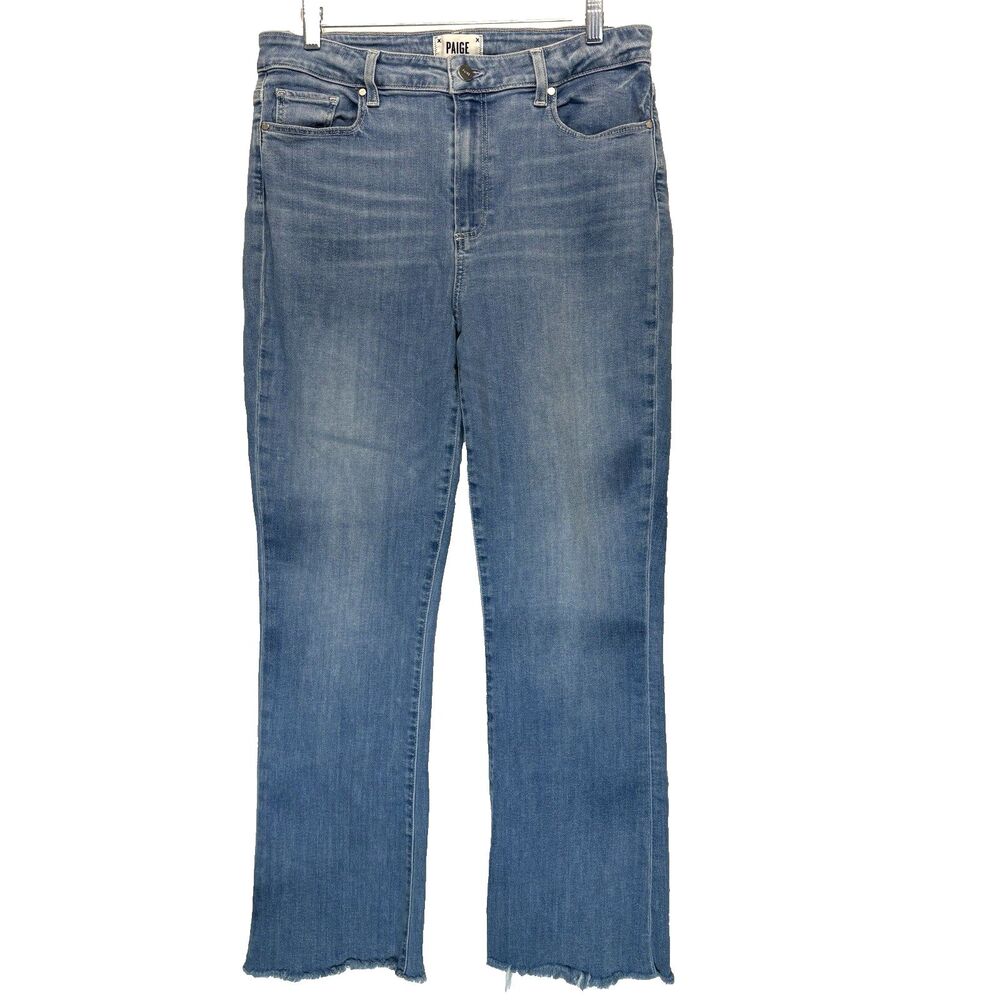 Paige Jeans Size 32 High Rise Lou Lou Raw Hem Stretch Pockets‎ Blue 32x28